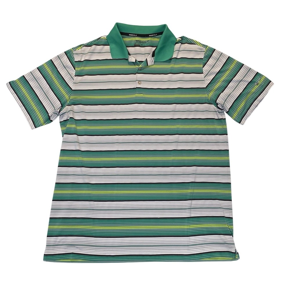 Nike Golf Dri-FIT Polo Men's XL Green Striped Performance Stretch